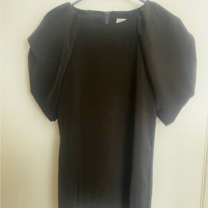 Elegant Black Dress with Puff Sleeves